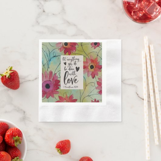 1コリント16 14すべて愛で行う 縁ありカクテルナプキン (インサイチュ)