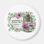 1コリント16:14ヴィンテージランタンコテージコア マグネット (正面)