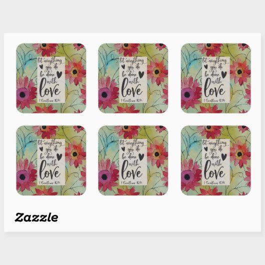 1コリント16 14愛の聖書聖句の全て スクエアシール (シート)