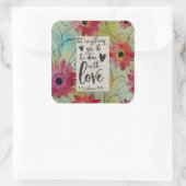 1コリント16 14愛の聖書聖句の全て スクエアシール (バッグ)