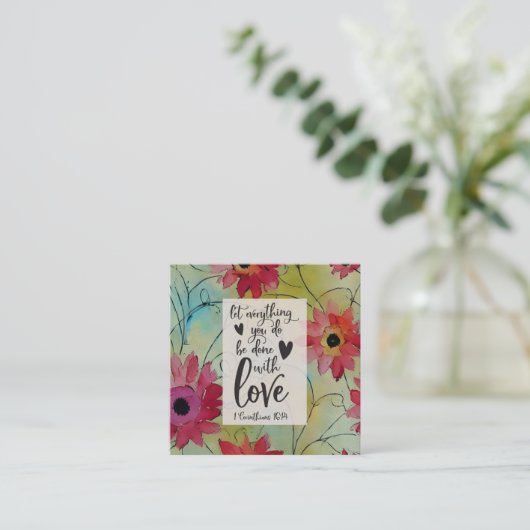 1コリント16 14愛の聖書聖句の全て スクエア名刺 (スタンド正面)