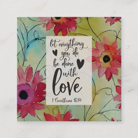 1コリント16 14愛の聖書聖句の全て スクエア名刺 (正面)
