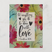 1コリント16 14愛の聖書聖句の全て ポストカード (正面)