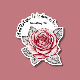 1コリント16:14聖書の聖句バラ防水 シール