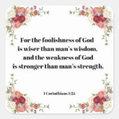 1コリント1:23神の聖書の聖句の愚かさ スクエアシール (正面)