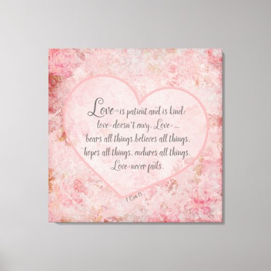 1コル13 – 愛は患者の愛は優しい キャンバスプリント (正面)