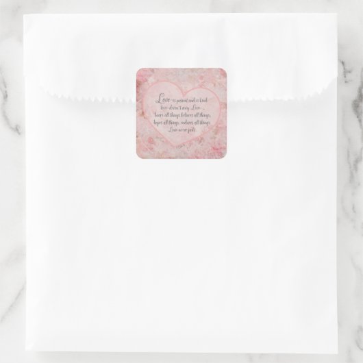 1コル13 – 愛は患者の愛は優しい スクエアシール (バッグ)