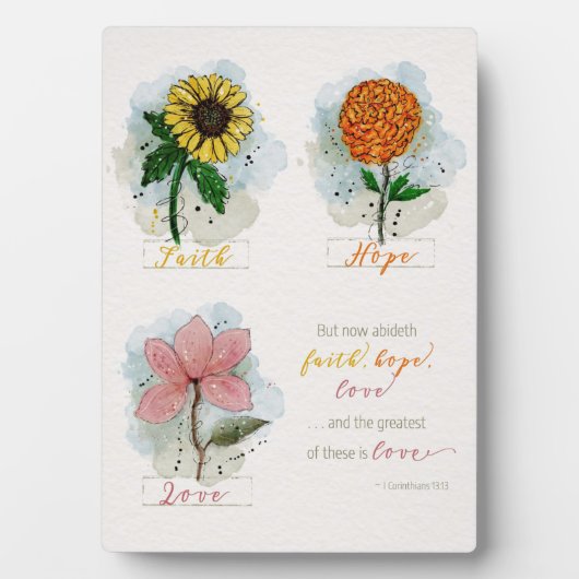 1コル13:13素晴らしは愛のサイン フォトプラーク (正面)