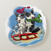 1コーギーのクリスマスに付き2 ラウンドクッション (正面)