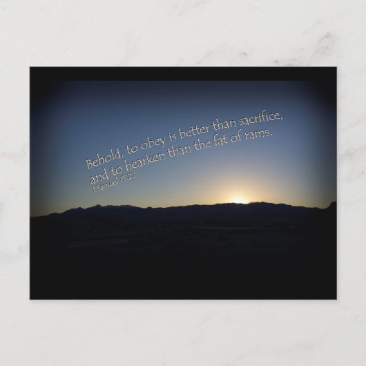 1サミュエル15:22サンセットブラック縁ど ポストカード (正面)