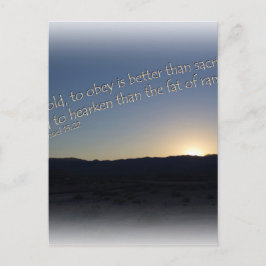 1サミュエル15:22サンセットホワイト縁ど ポストカード