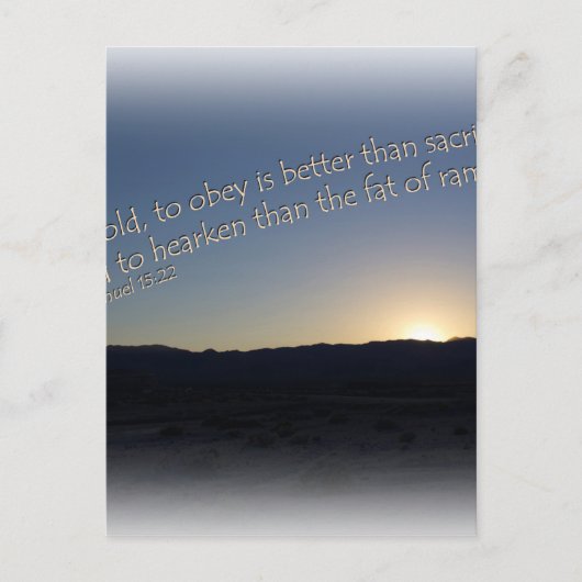 1サミュエル15:22サンセットホワイト縁ど ポストカード (正面)