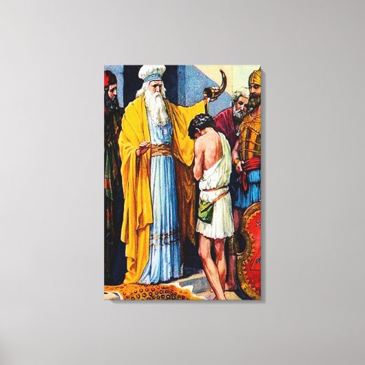 1サムエル16:1-13サムエル・アノインツ・ダビデを王のカンvとして キャンバスプリント (正面)