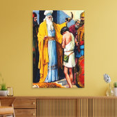 1サムエル16:1-13サムエル・アノインツ・ダビデを王のカンvとして キャンバスプリント (インサイチュ (リビング))