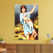 1サムエル17ダビデがライオンのキャンバスを殺す キャンバスプリント (インサイチュ (リビング))