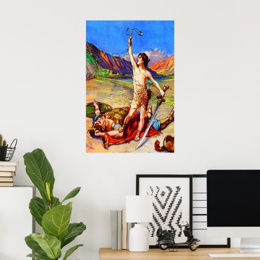 1サムエル17ダビデが巨大ポスターを破る ポスター (ホームオフィス)