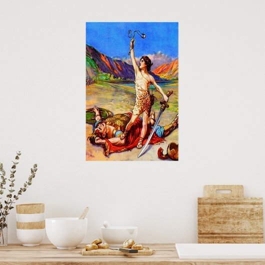 1サムエル17ダビデが巨大ポスターを破る ポスター (キッチン)