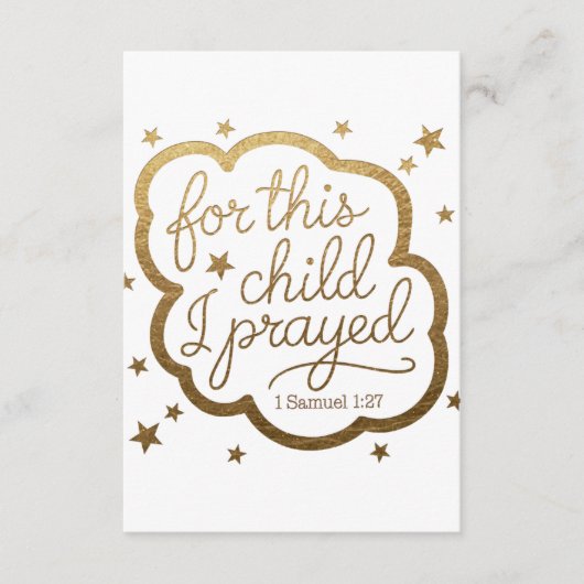 1サムエル1:27からの聖書の聖句 エンクロージャーカード (正面)