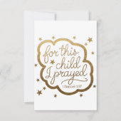 1サムエル1:27からの聖書の聖句 サンキューカード (正面)