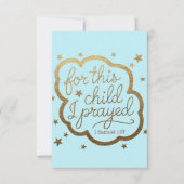 1サムエル1:27からの聖書の聖句 サンキューカード (正面)