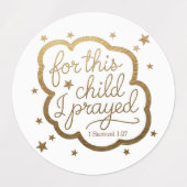 1サムエル1:27からの聖書の聖句 ラベル (デザイン1)