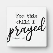 1サムエル1:27この子のために私のサイン祈 フォトプラーク (正面)