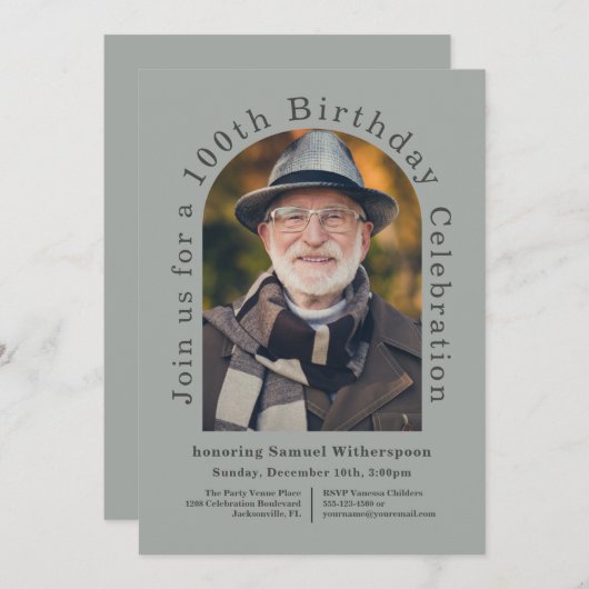 1シンプル回目の誕生日パーティー(写真1枚) 招待状 (正面/裏面)