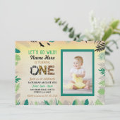 1ジャングルの1歳の誕生日パーティーサファリZOOの写真 招待状 (スタンド正面)