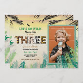 1ジャングル3rd誕生日パーティー3 Safari ZOO写真 招待状 (正面/裏面)