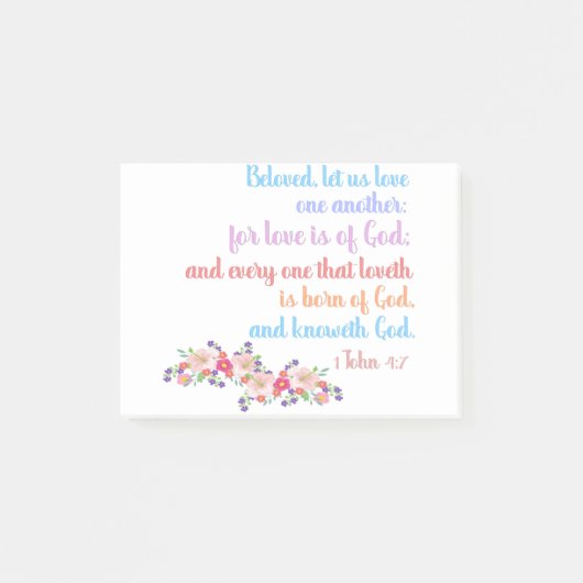 1ジョン4:7聖書レインボー文字 ポストイット (正面)