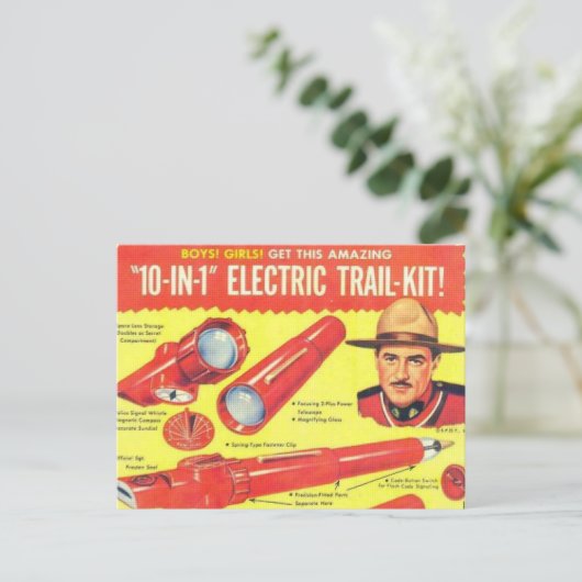 1セットで10種類の電気工作が楽しめるトレイルキット ポストカード (スタンド正面)