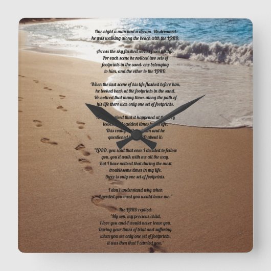 1セットの足跡の正方形の壁時計 スクエア壁時計 (正面)