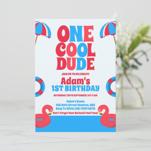 1ダデクールトロピカルサマー1st誕生日 招待状 (スタンド正面)