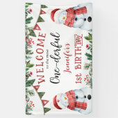 1ダフル |雪だるまクリスマス1回目の誕生日パーティー 横断幕 (縦)