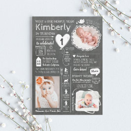 1ダーフル年のインフォグラフィックおもしろい1st誕生日の写真 招待状