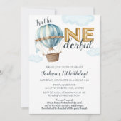 1ダーフル第1誕生日金箔ホットエアバルーン 招待状 (正面)