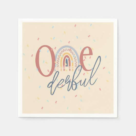 1ダーフル1歳の誕生日、ボホ虹の誕生日 スタンダードカクテルナプキン (正面)