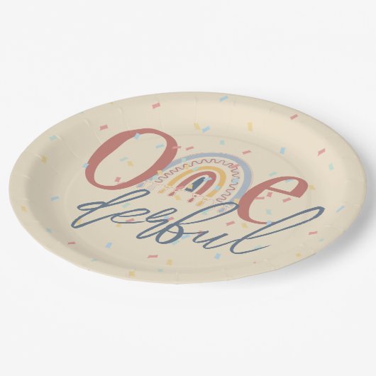 1ダーフル1歳の誕生日、ボホ虹の誕生日 ペーパープレート (アングル)