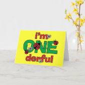 1ダーフルLadybug 1st誕生日 カード (黄色い花)