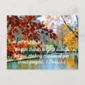 1テサロニケ1:2 私たちは、あなた方のためにいつも神に感謝している ポストカード (正面)