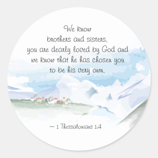 1テサロニケ1:4あなたは神に愛される ラウンドシール (正面)