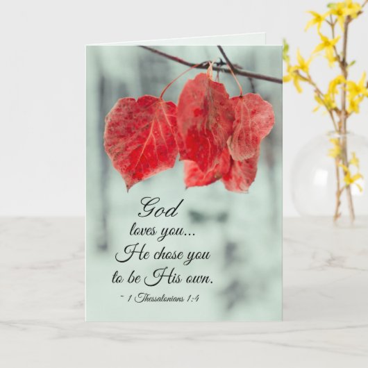1テサロニケ1:4神はあなたを愛し…神はあなたを選んだ。 カード (黄色い花)