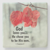 1テサロニケ1:4神はあなたを愛し…神はあなたを選んだ。 ストーンコースター (正面)