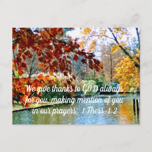 1テッサロニケ1:2 私たちは、あなた方のためにいつも神に感謝している ポストカード (正面)