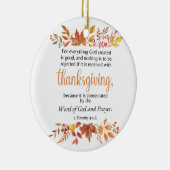 1テモテ4:4-5感謝祭聖なる書物、 経典秋 セラミックオーナメント (右)