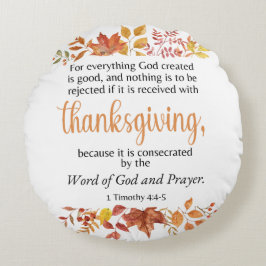1テモテ4:4-5感謝祭聖なる書物、 経典秋 ラウンドクッション