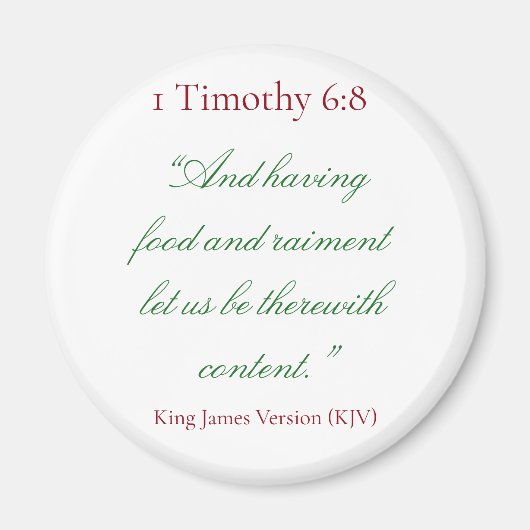 1テモテ6:8 （聖書聖句） マグネット (正面)