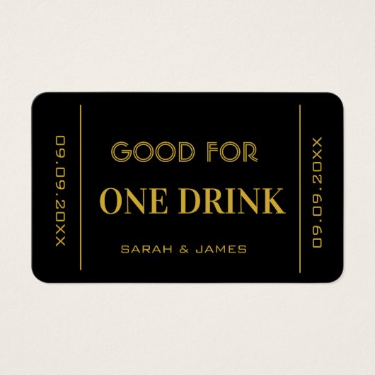 1ドリンクのドリンク結婚バウチャーチケットに適している (正面)