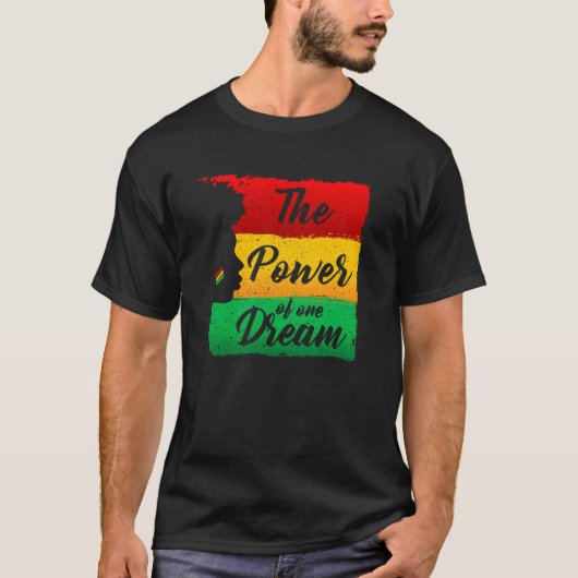 1ドリームブラック歴史月赤金ゴールドの力 Tシャツ (正面)