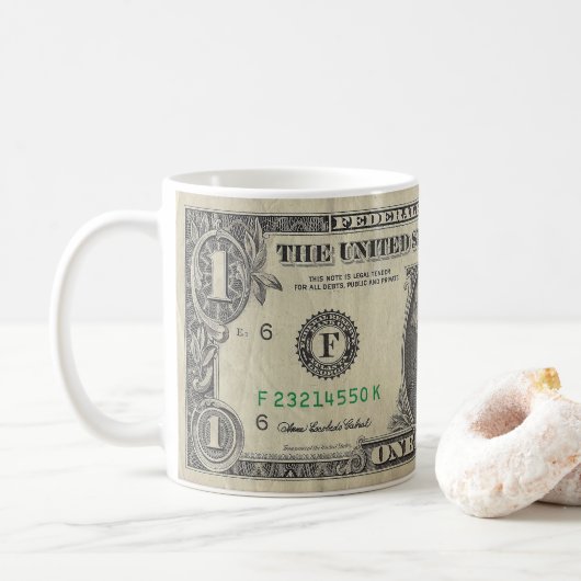 1ドルのビルマグ(白) コーヒーマグカップ (ドーナツ)